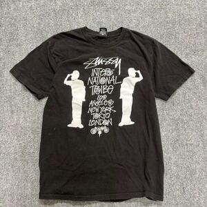VTG Stussy T-shirt Men's M Black Y2K Streetwear